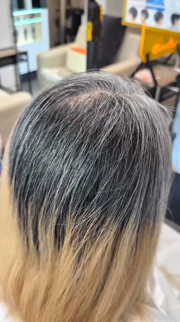 白髪が均一に入りグレイヘアに