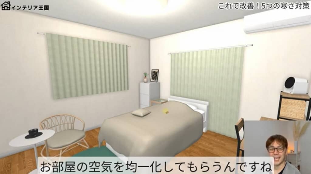 サーキュレーターで空気をかき混ぜます