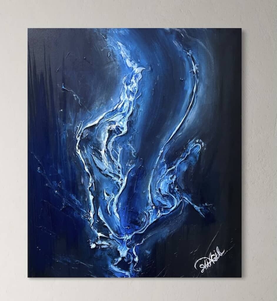 絵の具の質量を感じる筆づかい
