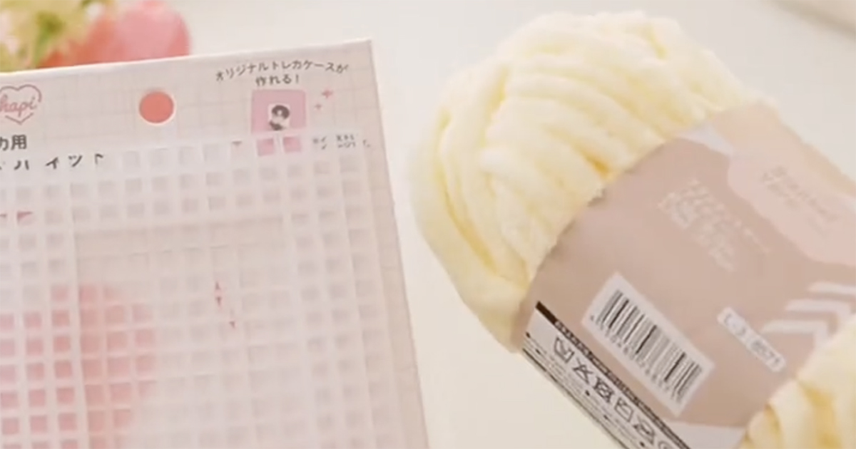 100均のネットに毛糸を通すだけで……「すごーい!!!」　編まずに作れる“もこもこミニシール帳”が130万再生「天才おる」「やってみますね！」（1/2） | 編み物 ねとらぼ