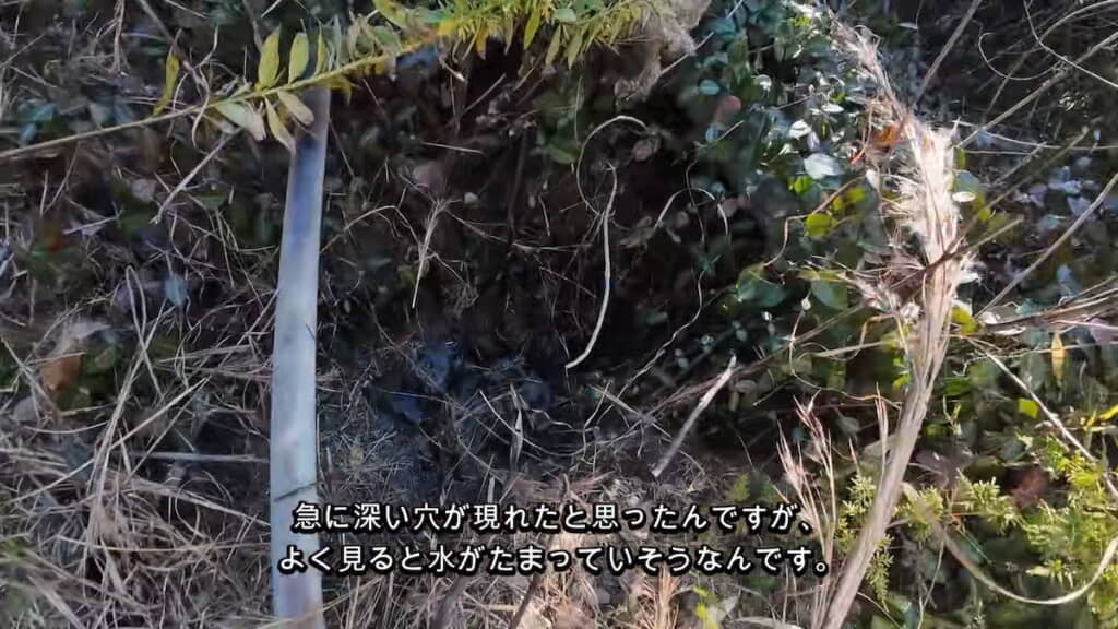 底に水が見える穴が……