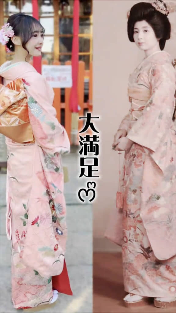 孫と祖母。どちらの振袖姿もそれぞれの良さがあってすてきですね