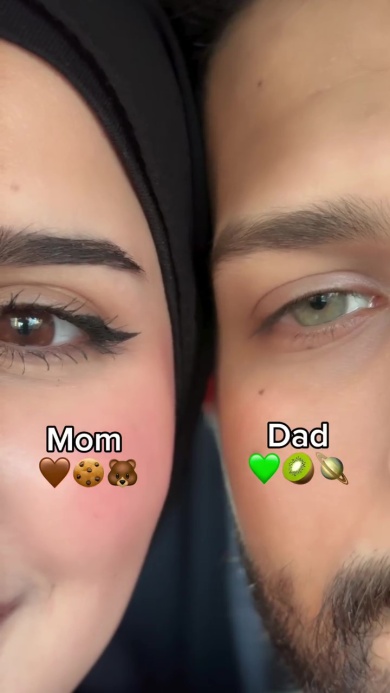 茶色の瞳のママと緑色の瞳のパパ