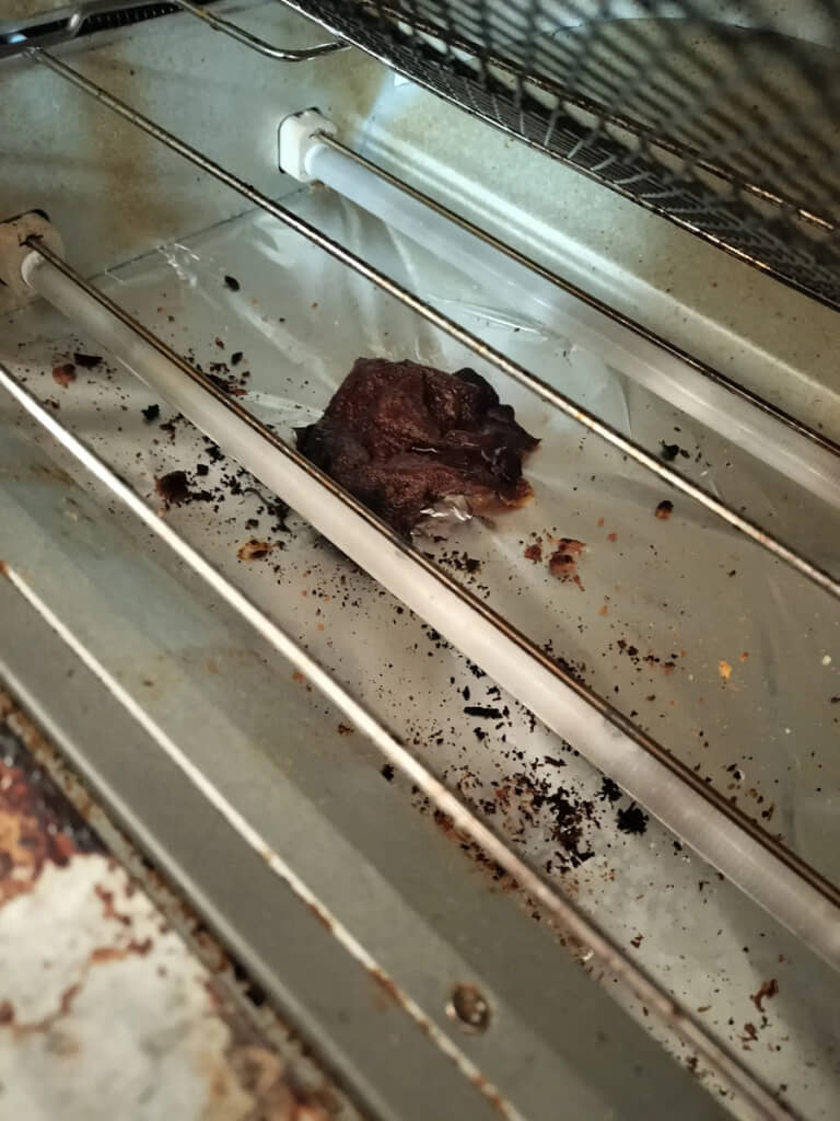 網をすり抜けた白身が消し炭になるだけで済んだもよう