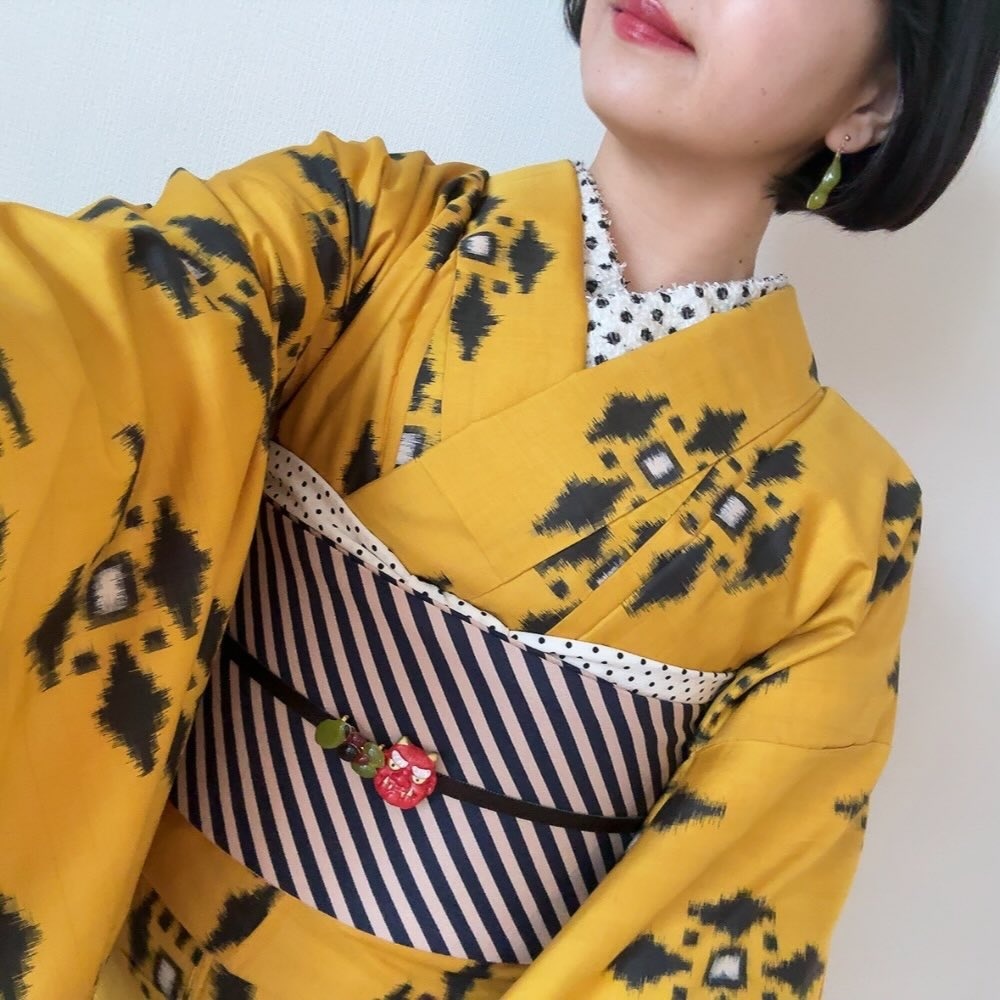 節分の日に着たくなる銘仙