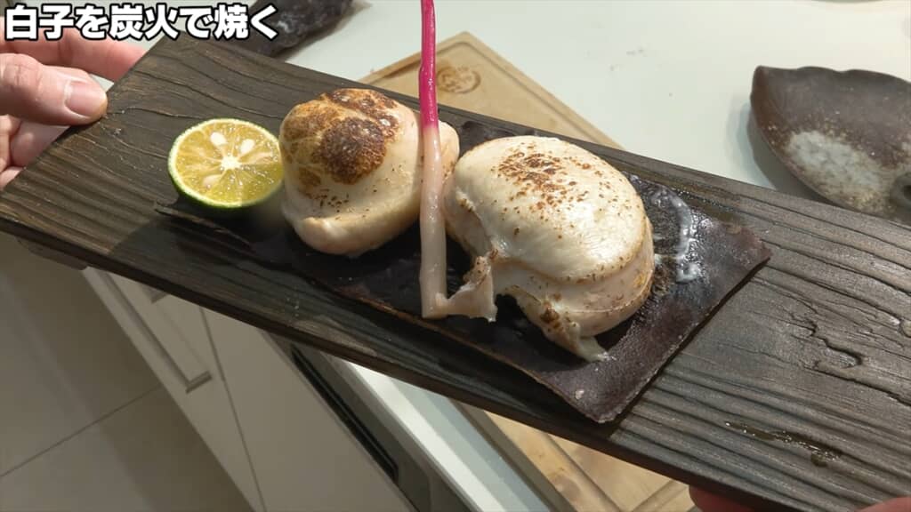 巨大トラフグから出てきた大きな白子で作った昆布酒蒸し