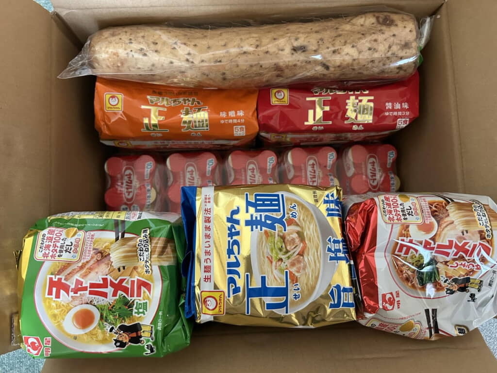 インスタントラーメンに長いもも