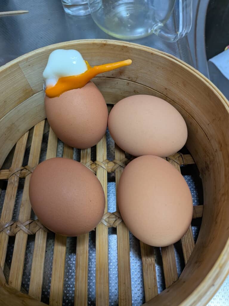 せいろで卵を蒸した結果