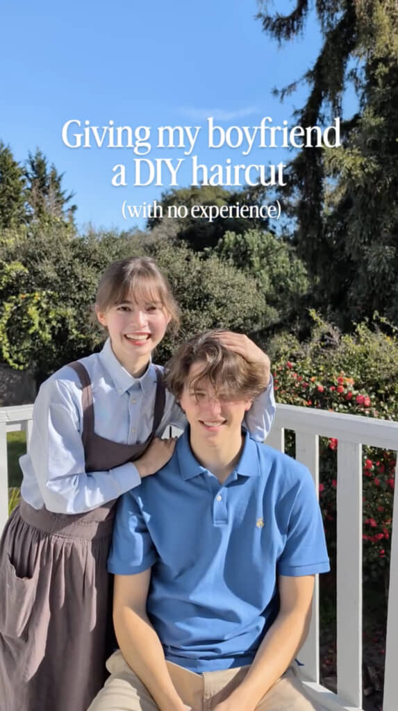 彼氏の髪を“無料カット”してあげることに