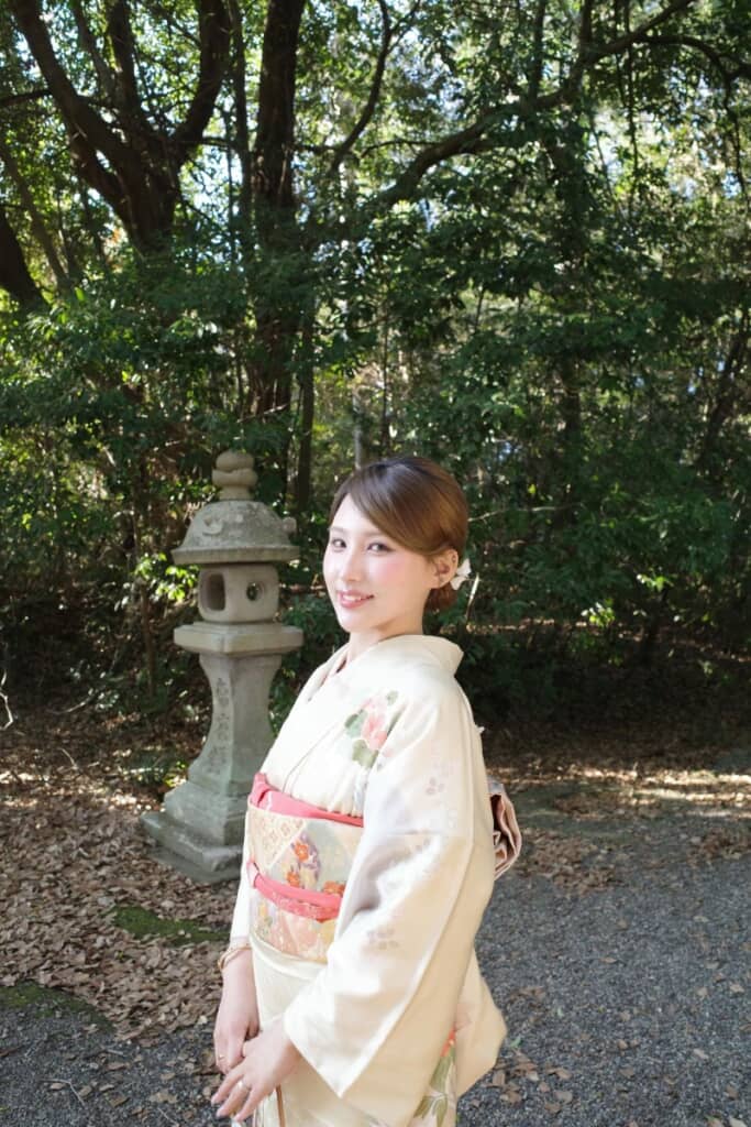 ママの訪問着を着て嬉しそうなYUPOさん