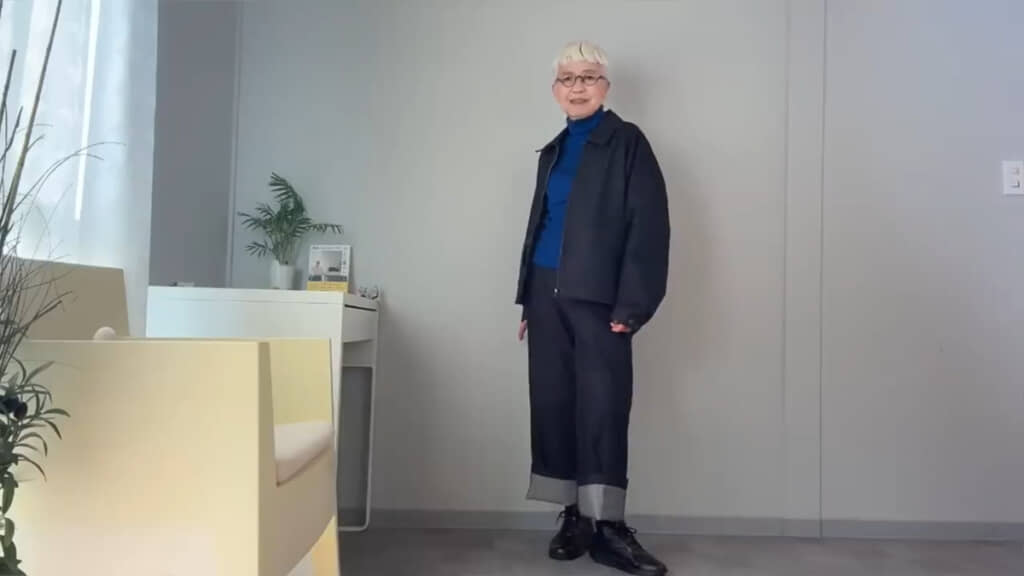 「ツイルワイドストレートパンツ」×「コットンジップアップジャケット」のコーデ