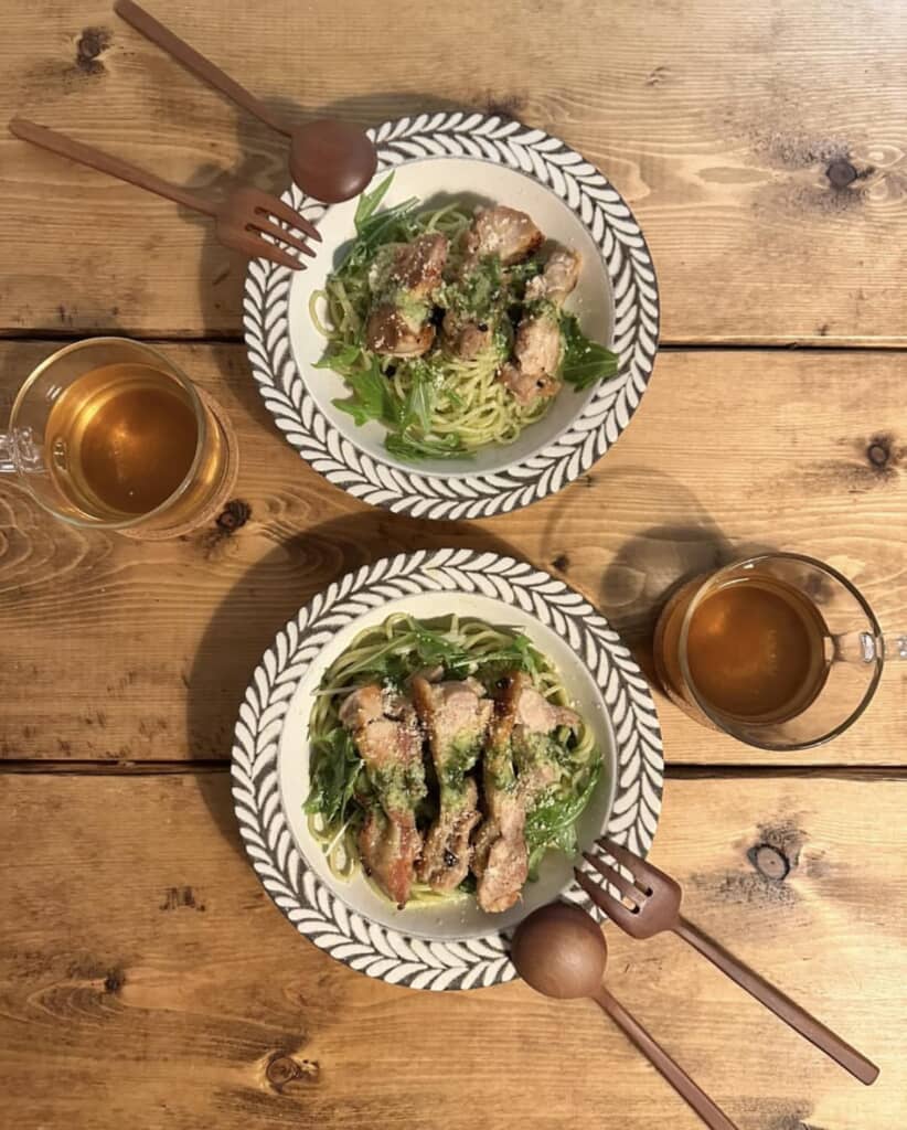 鶏肉のバジルパスタ