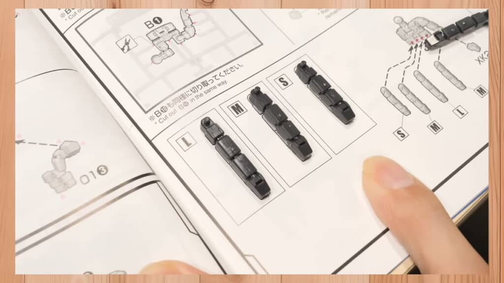 指が可動するタイプの手は指パーツの長さが異なるという徹底ぶり