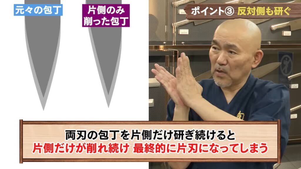 両刃を同じように研ぐ