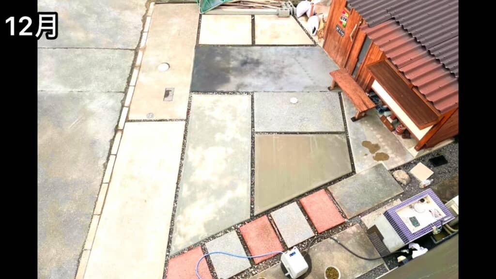 2025年に打設したコンクリートを上から撮った写真