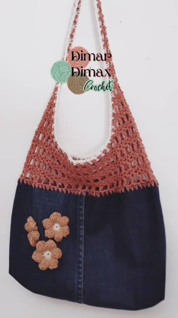 かわいい毛糸×デニムのバッグが完成!