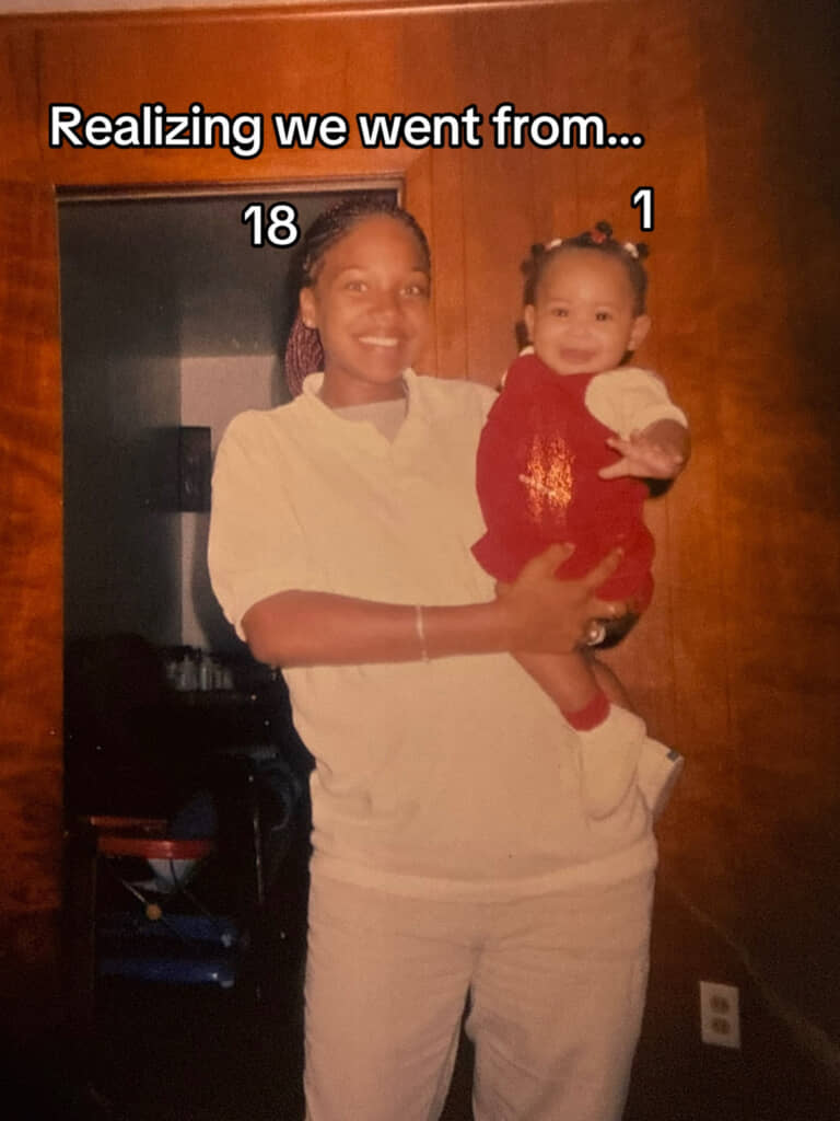 18歳のころのママと、当時1歳の娘さん