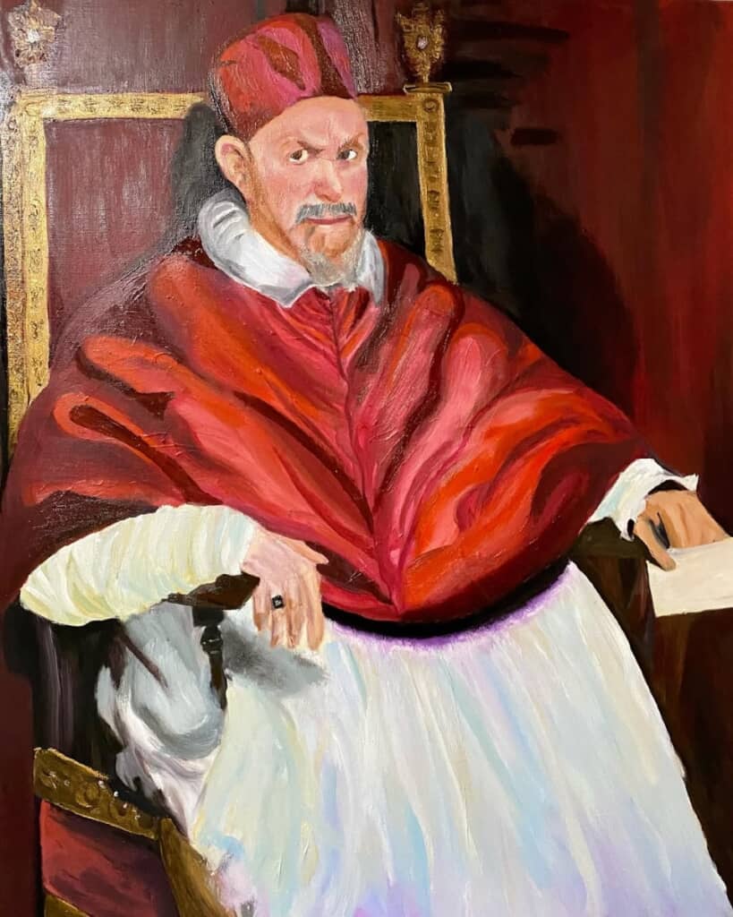 こちらは巨匠ベラスケスの『インノケンティウス10世の肖像』のオマージュとのこと