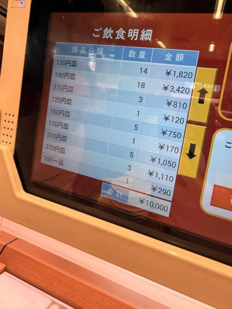 合計金額が1万円ぴったり！