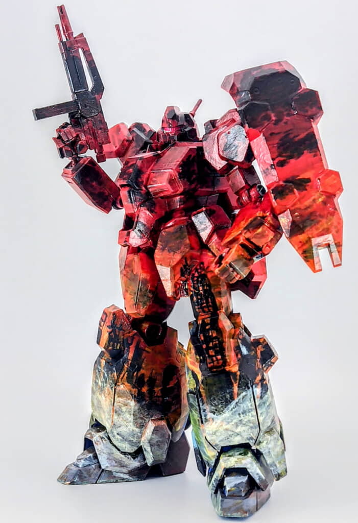 「HGグスタフカール再塗装、完成です」「テーマは“灼かれるオエンベリ”」