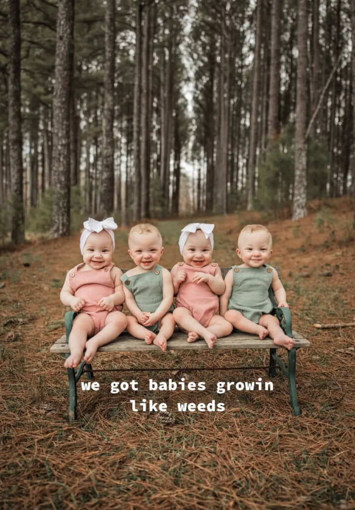 四つ子が生まれて7人家族に！