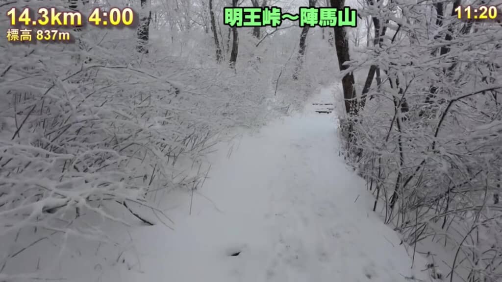 雪が積もった登山道