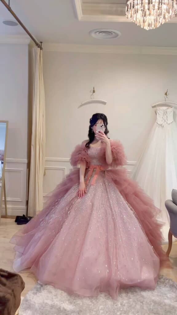 憧れだったピンクのドレス