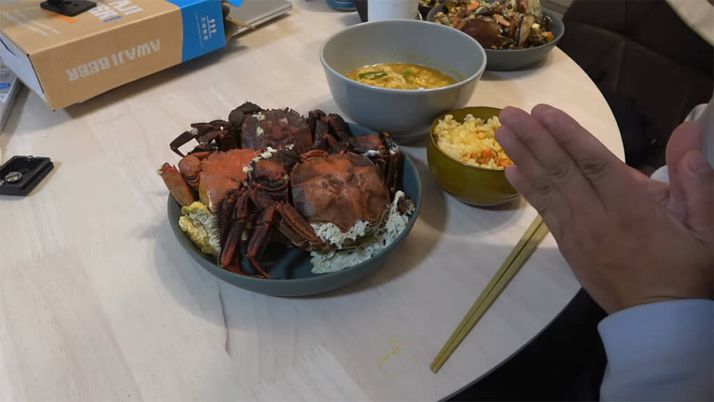 捕まえたモクズガニはおいしくいただきました