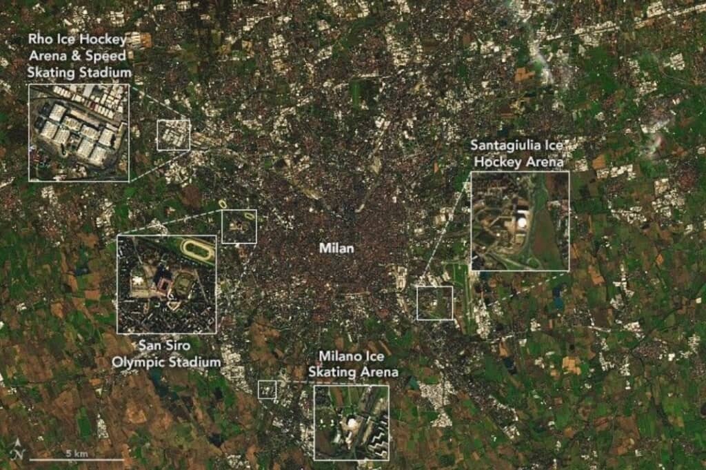 NASAによる、ミラノ・コルティナ周辺の画像