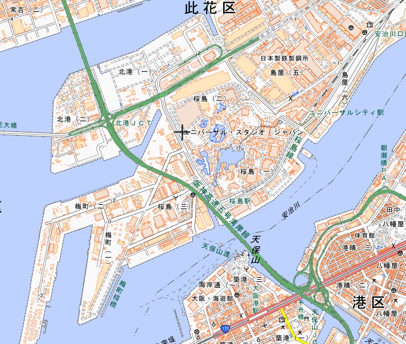 現在のUSJ周辺の地図