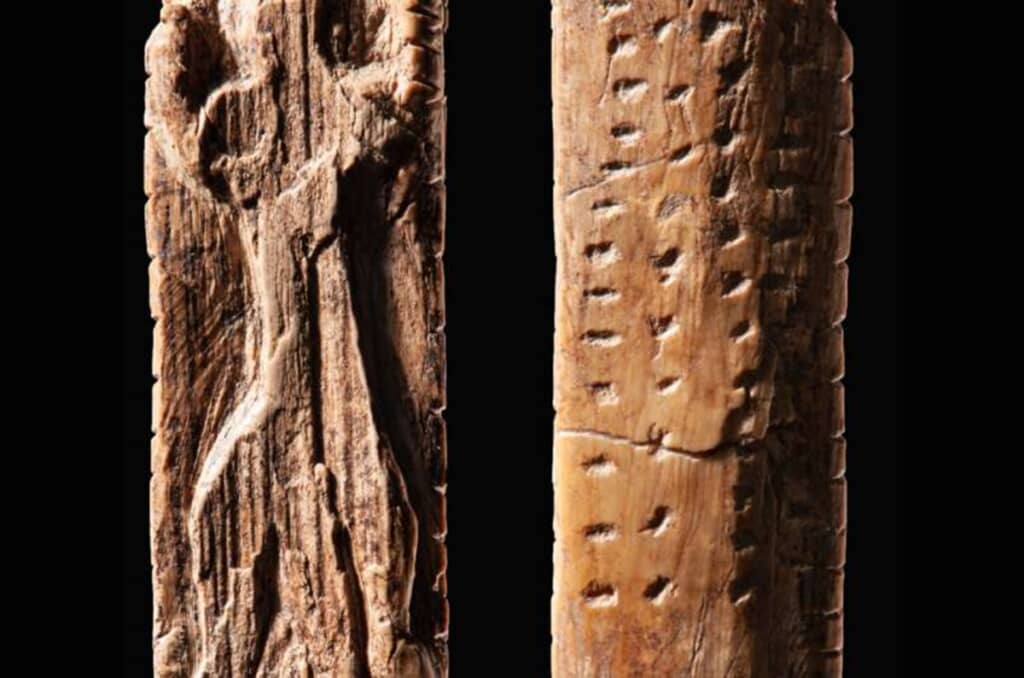 4万年前の遺品に刻まれていた情報伝達手段とみられる原文字のようなもの