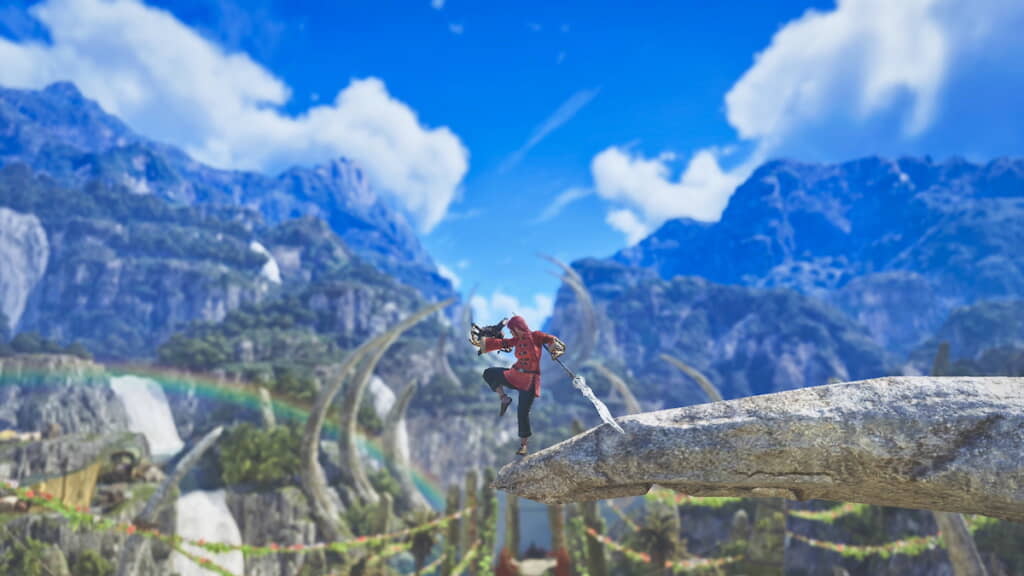 山中で修行する様子