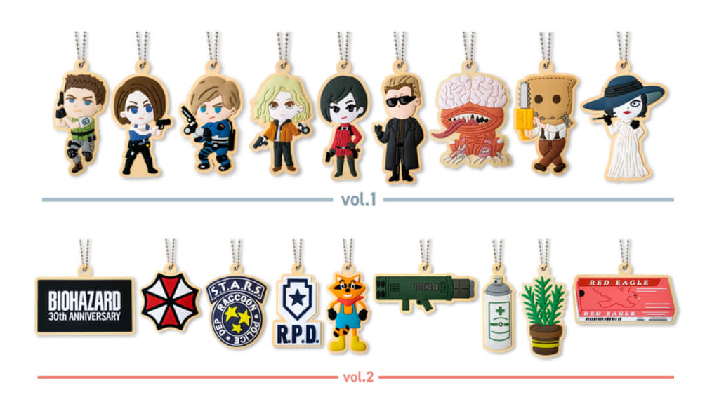 画像上が「トレーディング ラバーキーホルダー vol.1（全9種）」／画像下が「トレーディング ラバーキーホルダー vol.2（全9種）」