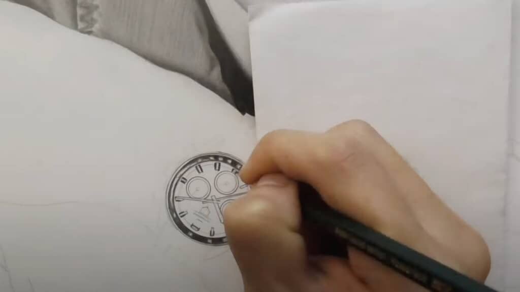 クロノグラフだから余計に描くものがたくさんありますね