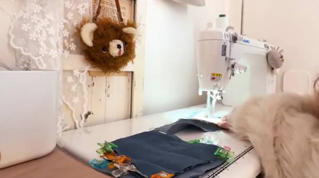 ミシンで縫い合わせます