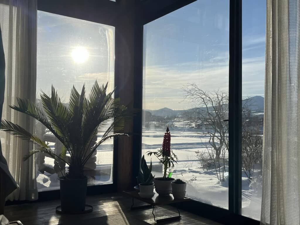 部屋の角から見える雪原