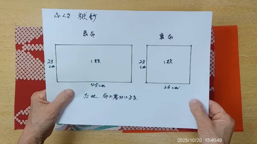 生地と接着芯を裁断します