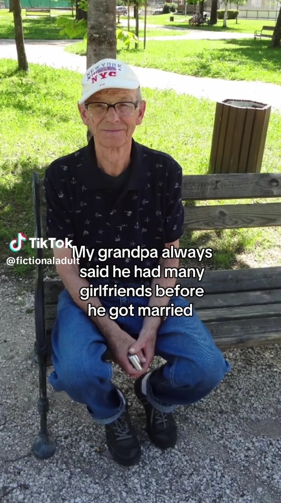 優しそうな祖父（※画像はTikTokアカウント／「FictionalAdult」から）