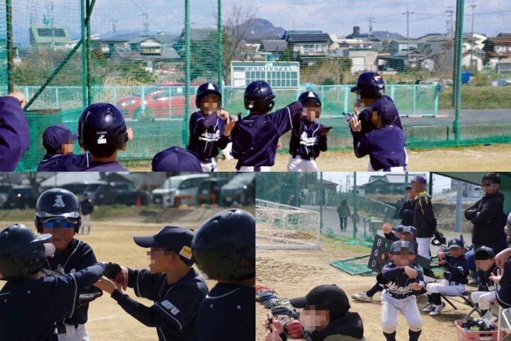WBCで日本代表が披露した「お茶たてポーズ」をマネする少年野球の選手たち