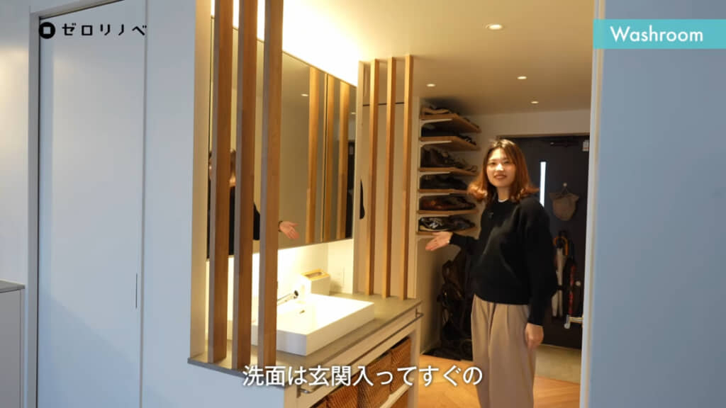 玄関の近くに洗面台を設置