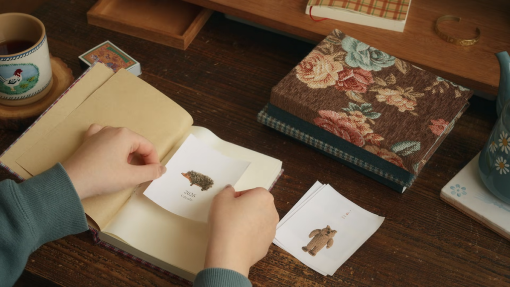 日めくりカレンダーでデコレーションしながら、ジャーナリングノートを作っていくとのこと