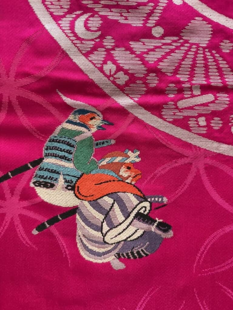 うやうやしくきびだんごを待っている猿と雉