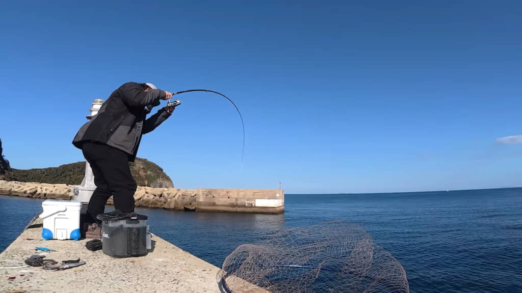 大きくしなる竿