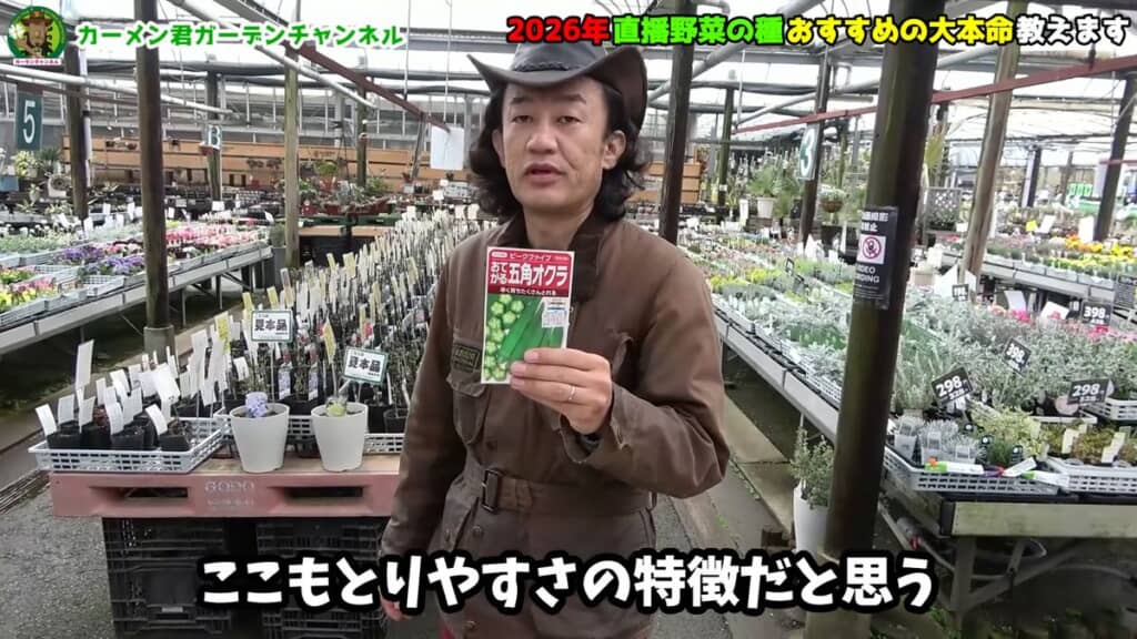 収穫しやすいオクラ「ピークファイブ」