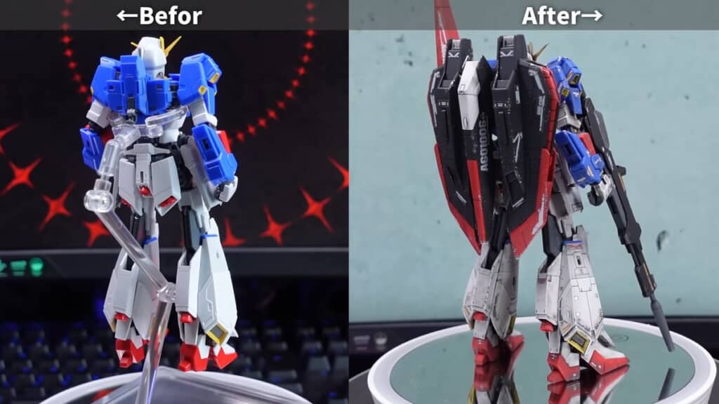 改修前後の「RG Zガンダム」の背面