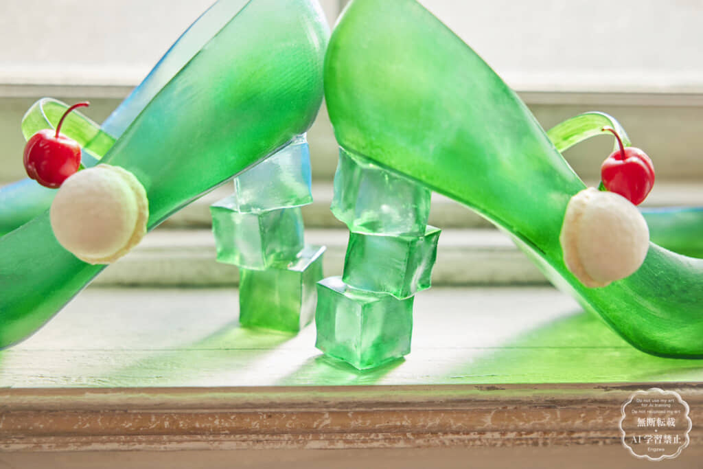 ヒールの氷もソーダの色