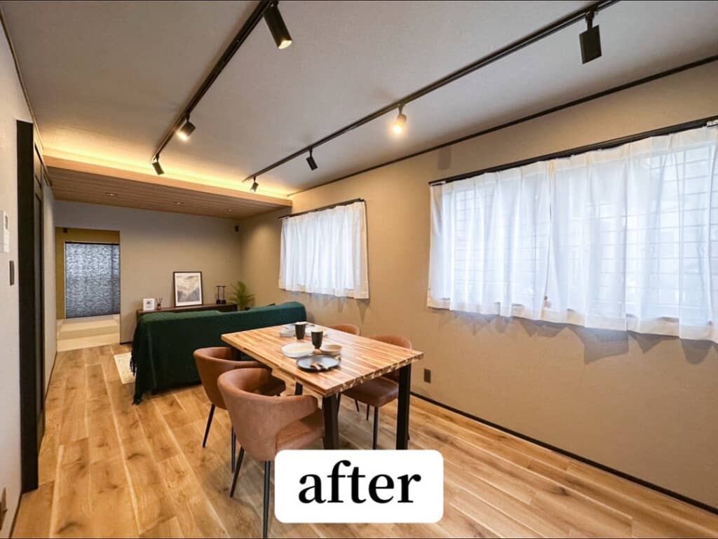 照明を増設し、床材を変えることで全体的に明るくなった部屋