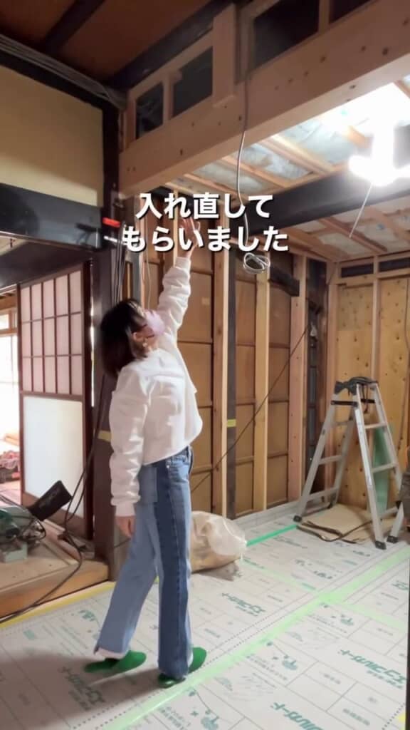 より高い位置に取り付けた新しい梁