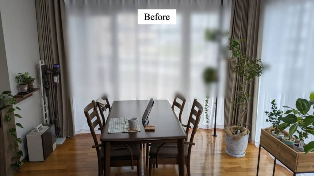 北向きで薄暗い印象のリビング