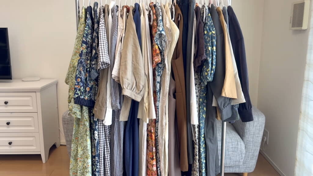 50着のうちの一部をハンガーにかけてみた